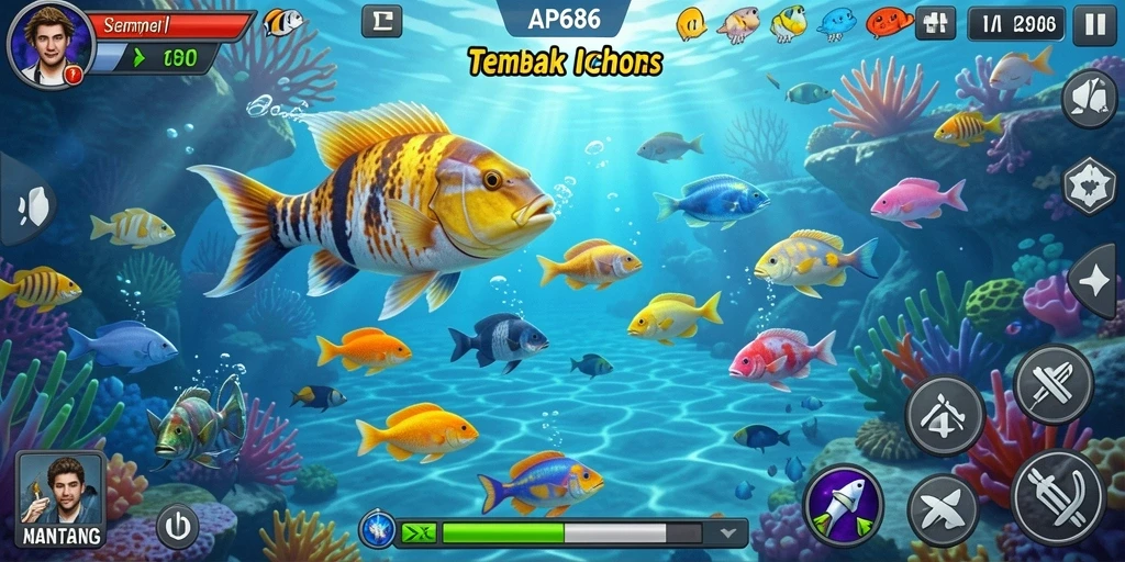 Tampilan gameplay seru dalam Tembak Ikan AP686 yang menantang.