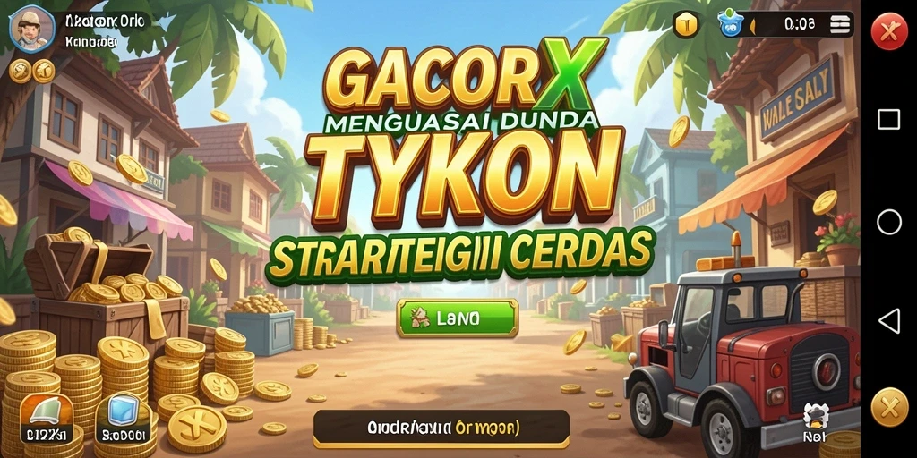 Tangkapan layar dari gameplay GACORX yang menunjukkan manajemen bisnis yang kompleks.