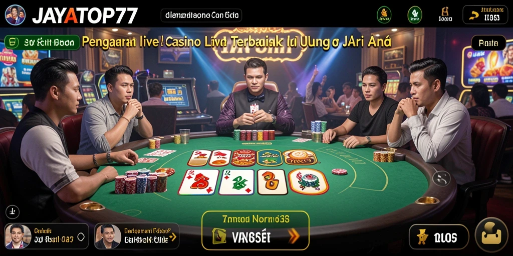 Tangkapan layar gameplay Live Casino JAYATOP77 dengan dealer profesional.