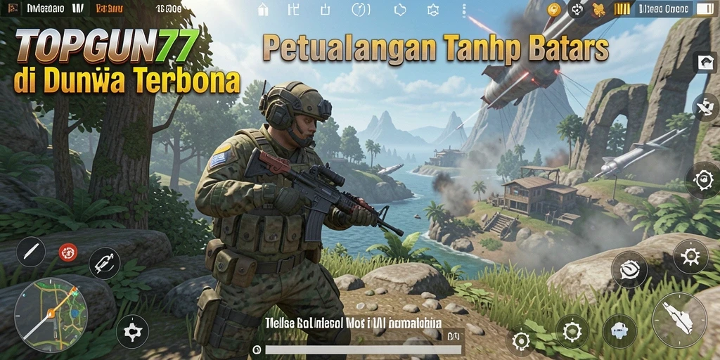 Screenshot menunjukkan keindahan dunia terbuka dalam TOPGUN77.